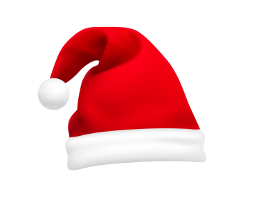 İzole edilmiş kırmızı, beyaz Noel Baba şapkası şeffaf arka planda parti ikonunu kutluyor.