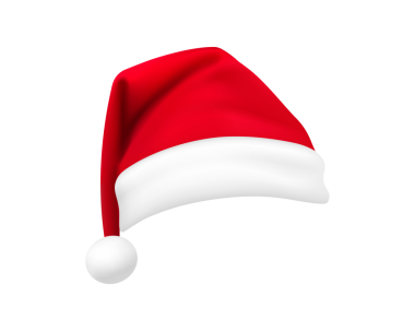 İzole edilmiş kırmızı, beyaz Noel Baba şapkası şeffaf arka planda parti ikonunu kutluyor.