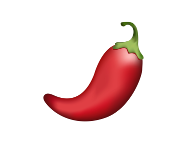 Kırmızı kıvrımlı Meksika biber ikonu, şeffaf arka planda yeşil saplı.
