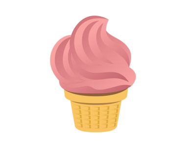 Şeffaf arkaplanda izole edilmiş pembe çilekli dondurma ikonu.