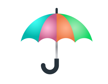 Şeffaf arkaplanda siyah saplı izole eğimli açık hava şemsiye simgesi