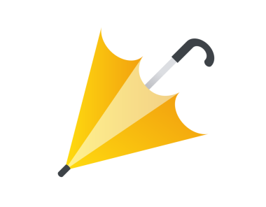 Şeffaf arkaplan üzerinde siyah saplı, sınıflandırılmış sarı açık hava şemsiye simgesi