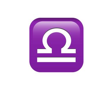 Şeffaf arkaplan üzerindeki Zodiac 'ta mor Terazi burcu simgesi tartıyı temsil eder.