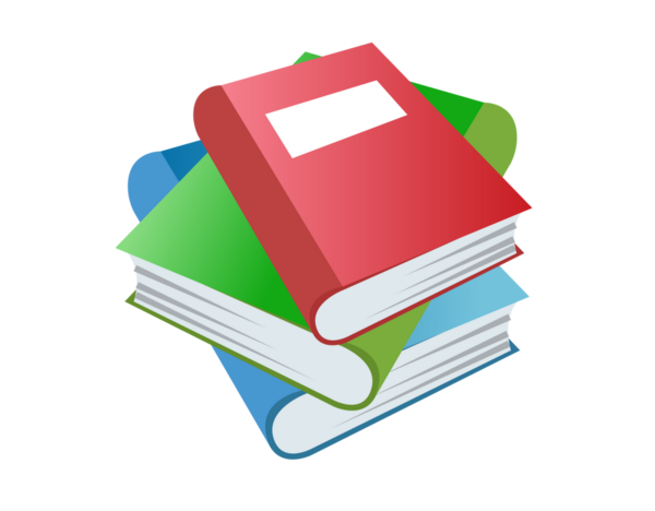 İzole edilmiş kırmızı, yeşil, mavi geleneksel kitaplar şeffaf arkaplan üzerine düz simge