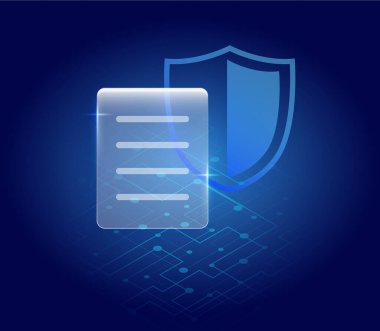 Siber güvenlik, veri gizlilik kalkanı ve ikili basamaklar üzerindeki simgeyi kontrol et