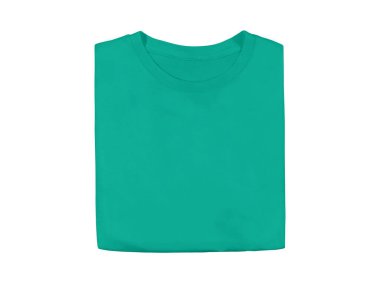 Heather Seafoam Yeşil renk boş moda katlanmış ön t-shirt şablonu