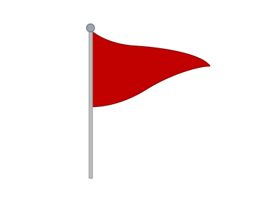 İzole edilmiş gümüş direkli üçgen kırmızı bayrak simgesi