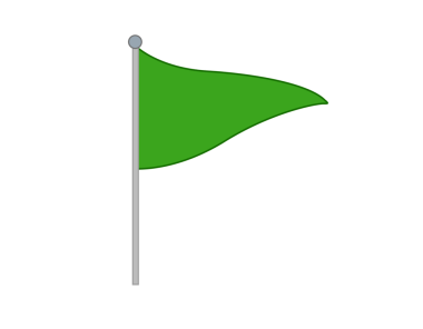 İzole edilmiş gümüş direkli üçgen yeşil bayrak simgesi