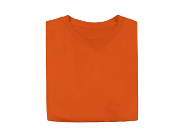 Turuncu renk boş moda katlanmış tişört ön model şablonu