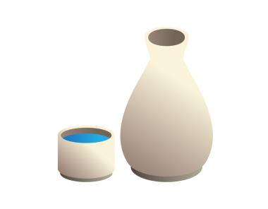 Geleneksel Japon alkolü sake bardağı ve şişe seti