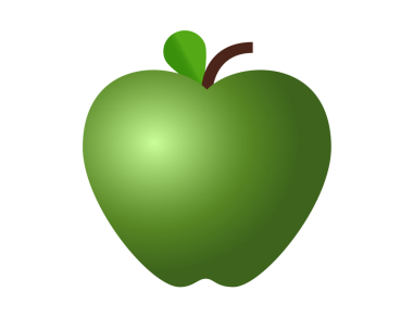 İzole edilmiş yeşil elma ikonu, saplı, tek, yeşil yapraklı.