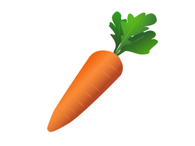 İzole edilmiş parlak turuncu havuç ikonu, uzun yeşil yapraklarla kaplı, sanki bahçeden yeni koparılmış gibi.