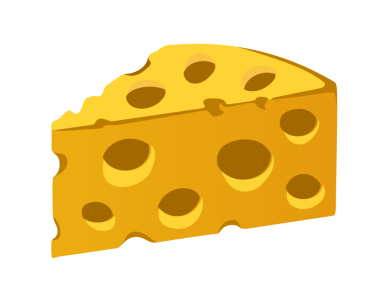 Sarı turuncu peynir ikonunun izole edilmiş delikleri.