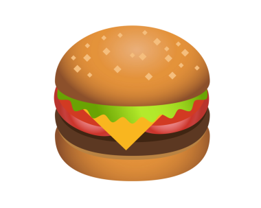 Hamburger köftesi, susamlı, peynirli, marullu, domatesli izole çizburger ikonu.