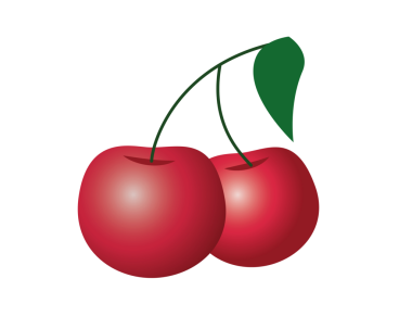 Yalıtılmış meyve, yeşil yapraklı iki zengin kırmızı kiraz ikonu.