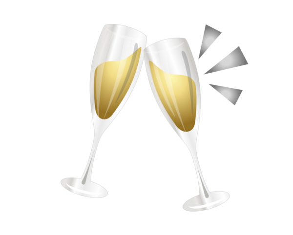İzole edilmiş iki içki flütü altın içecekler şampanya köpüklü şarap ikonu birbirine vuruyor.