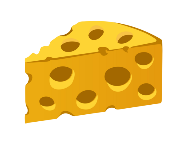Sarı turuncu peynir ikonunun izole edilmiş delikleri.