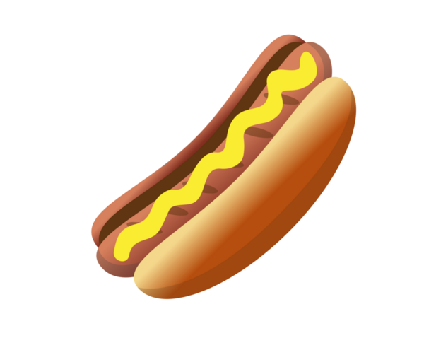 İzole edilmiş fast food sosisli ve sarı hardal ikonuyla dilimlenmiş çörek.