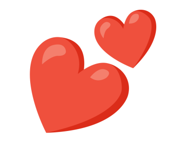 Aşkın dışavurumları için kullanılan iki ayrı aşk kırmızı renkli kalp simgesi havada.