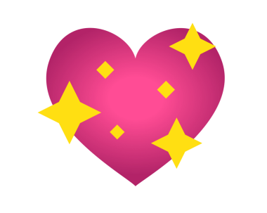 İzole edilmiş, parlak sarı yıldızlı basit pembe kalp ikonu.