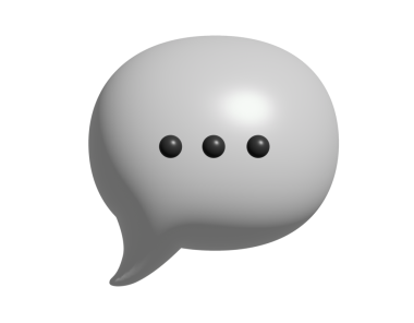 3D karikatür tarzı balon ikonu, çizgi romanda konuşulan kelimeyi temsil eder.