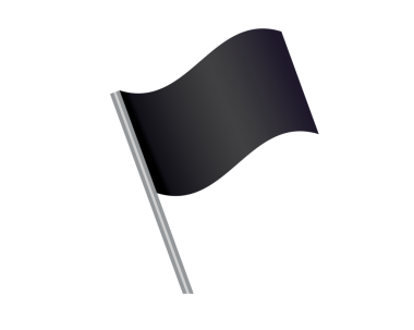 İzole edilmiş dikdörtgen eğimli gümüş direkli siyah bayrak simgesi.