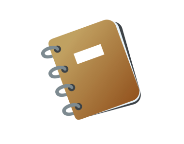 İzole edilmiş vektör kahverengi kapak notu, not defteri, kontrol listesi düz simgesi