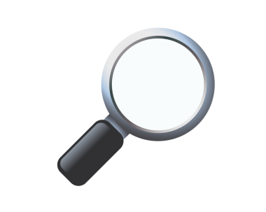 İzole edilmiş klasik büyüteç, siyah saplı gümüş çerçeveli lens.