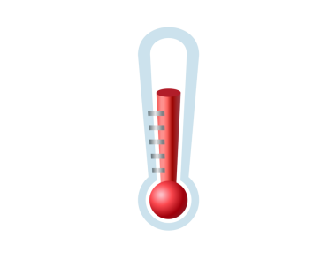 Cam termometre simgesinde kırmızı sıvıyla izole edilmiş sıvı sıcaklığı ölçmek için yükseldi