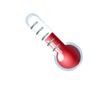 Cam termometre simgesinde kırmızı sıvıyla izole edilmiş sıvı sıcaklığı ölçmek için yükseldi