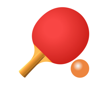 İzole masa tenisi raket ikonu kırmızı kauçuk yüzey ve ping pong topu