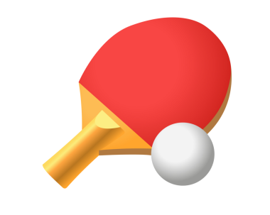 İzole masa tenisi raket ikonu kırmızı kauçuk yüzey ve ping pong topu