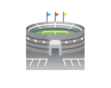 Şehirdeki ıssız, gri, geniş kapasite futbol veya futbol stadyumu ikonu.