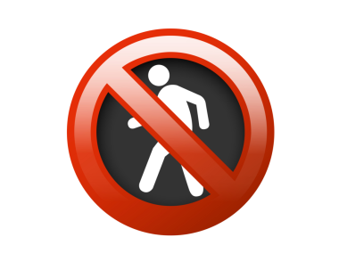 Kırmızı daire resmi olan izole edilmiş yaya sembolü. Yürümeye uygun değil.