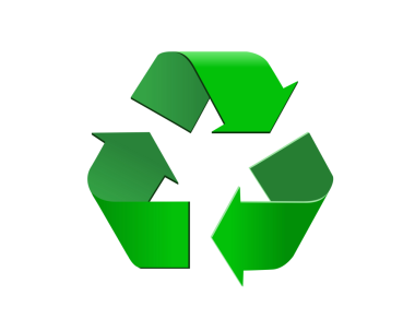 İzole edilmiş yeşil evrensel geri dönüşüm sembolü simgesi, saat yönünde üç ok üçgen biçiminde.