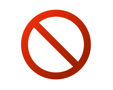 Çapraz çizgi ile izole edilmiş kırmızı daire, izin verilmemesi için kullanılan işaret simgesi,