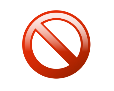 Çapraz çizgi ile izole edilmiş kırmızı daire, izin verilmemesi için kullanılan işaret simgesi,