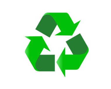 İzole edilmiş yeşil evrensel geri dönüşüm sembolü simgesi, saat yönünde üç ok üçgen biçiminde.