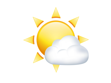 Küçük beyaz bulut simgesinin arkasındaki parlak sarı güneş.