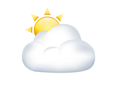 Büyük beyaz bulut ikonunun arkasındaki parlak sarı güneş.
