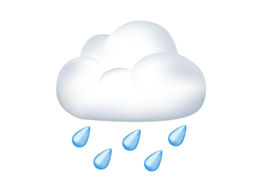 İzole edilmiş mavi yağmur damlaları beyaz bulut simgesinden düşüyor