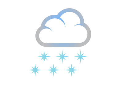 İzole edilmiş mavi kar taneleri beyaz bulut simgesinden düşüyor