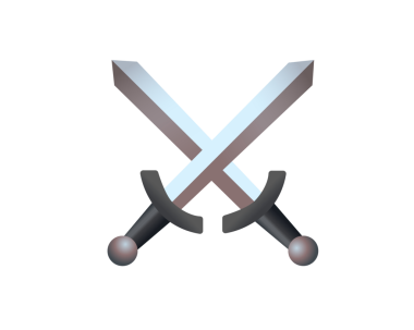 Çelik kılıçlı iki gümüş kılıç, iki şövalye arasındaki çatışma için kesişiyor.