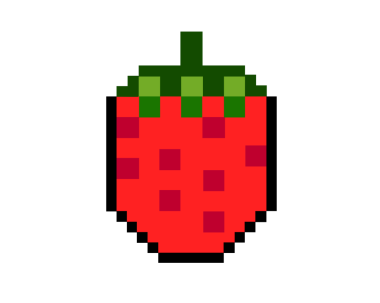 İzole edilmiş 8 bit piksel resim kırmızı organik çilek ikonu