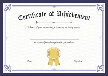 Başarı kağıdı şablonunun gradyan altın kenarlıklı geçmiş sertifikası