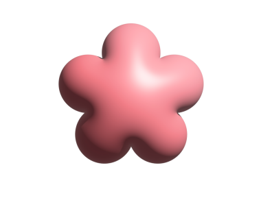 İzole edilmiş 3D Y2K gradyan pembe vintage kiraz çiçeği çiçek ikonu