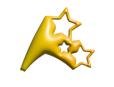 İzole edilmiş Y2K 3D gradyan sarı vintage yıldız simgesi