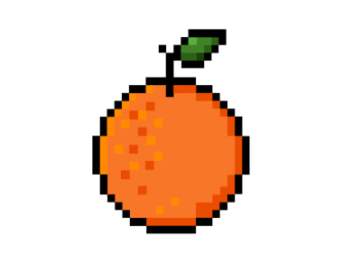 İzole edilmiş 8 bit piksellik portakal suyu ikonu