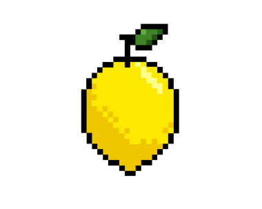 İzole edilmiş 8 bit piksel resim sarı limon kiraz ikonu