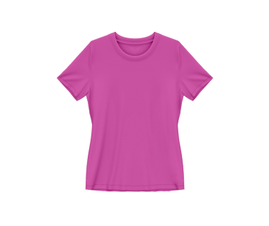 Çilek rengi, pembe, boş tişört. Bel, şık bir kıyafet. Kadınlar için model, ön manzara.